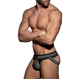 AD Fetish Double Stripe Jock Khaki ADF114