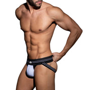 AD Fetish Double Stripe Jock White ADF114