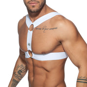 AD Fetish Double Ring Harness White ADF116