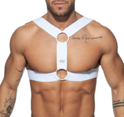 AD Fetish Double Ring Harness White ADF116