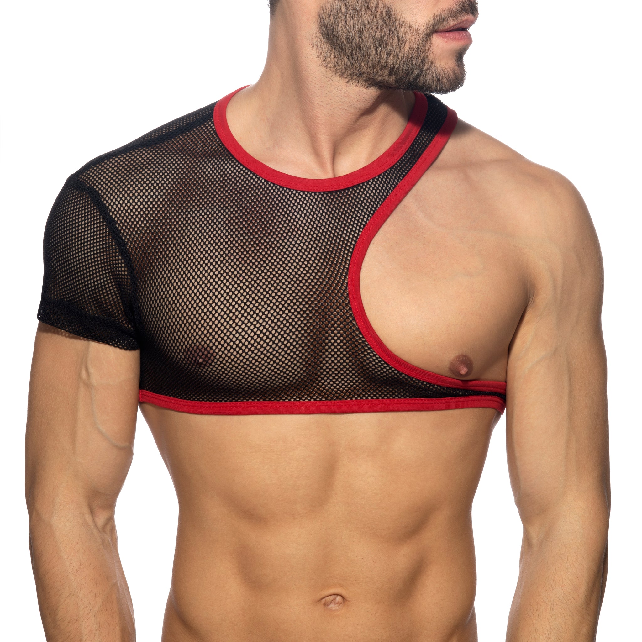 AD Fetish Irregular Mesh Crop Top Red ADF163