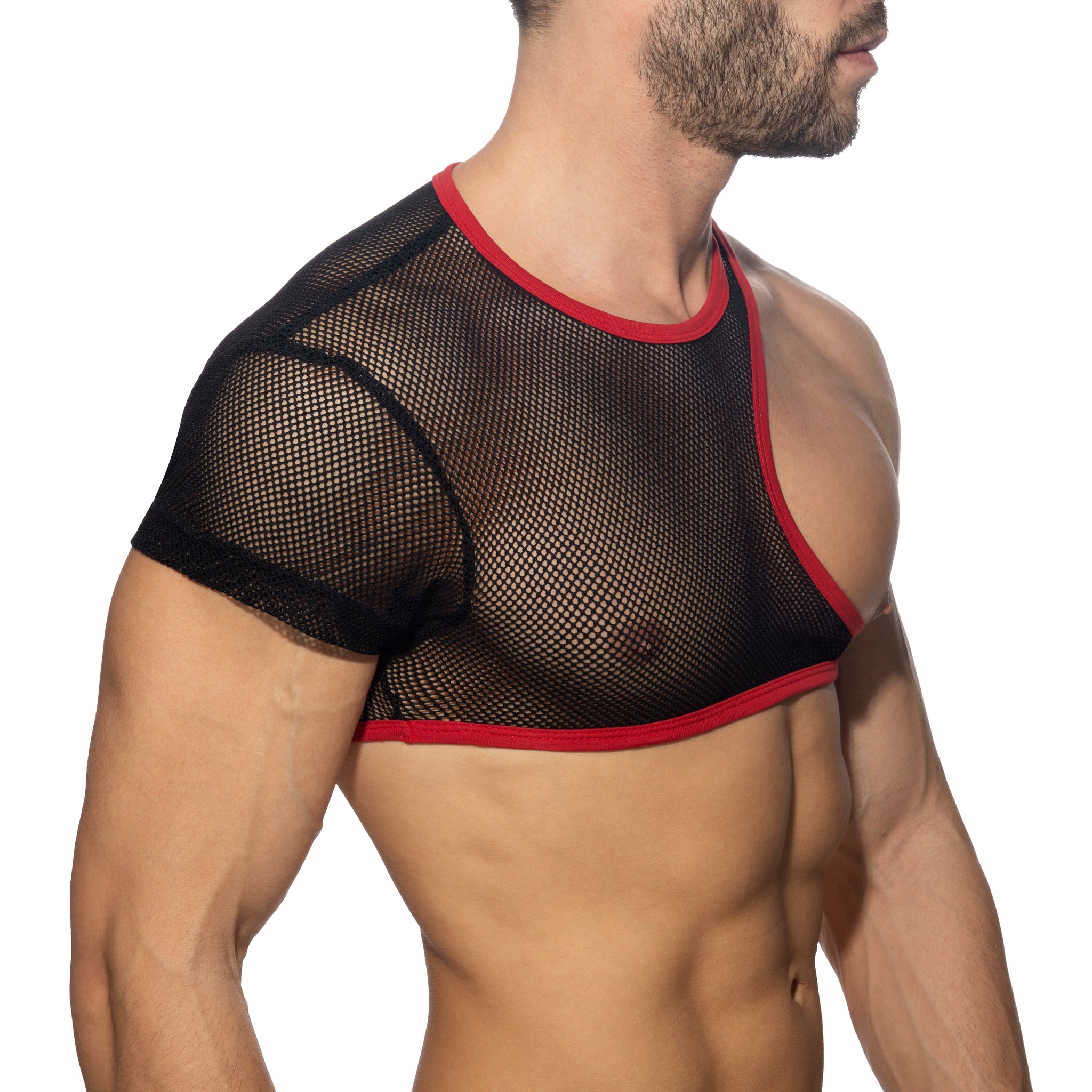 AD Fetish Irregular Mesh Crop Top Red ADF163