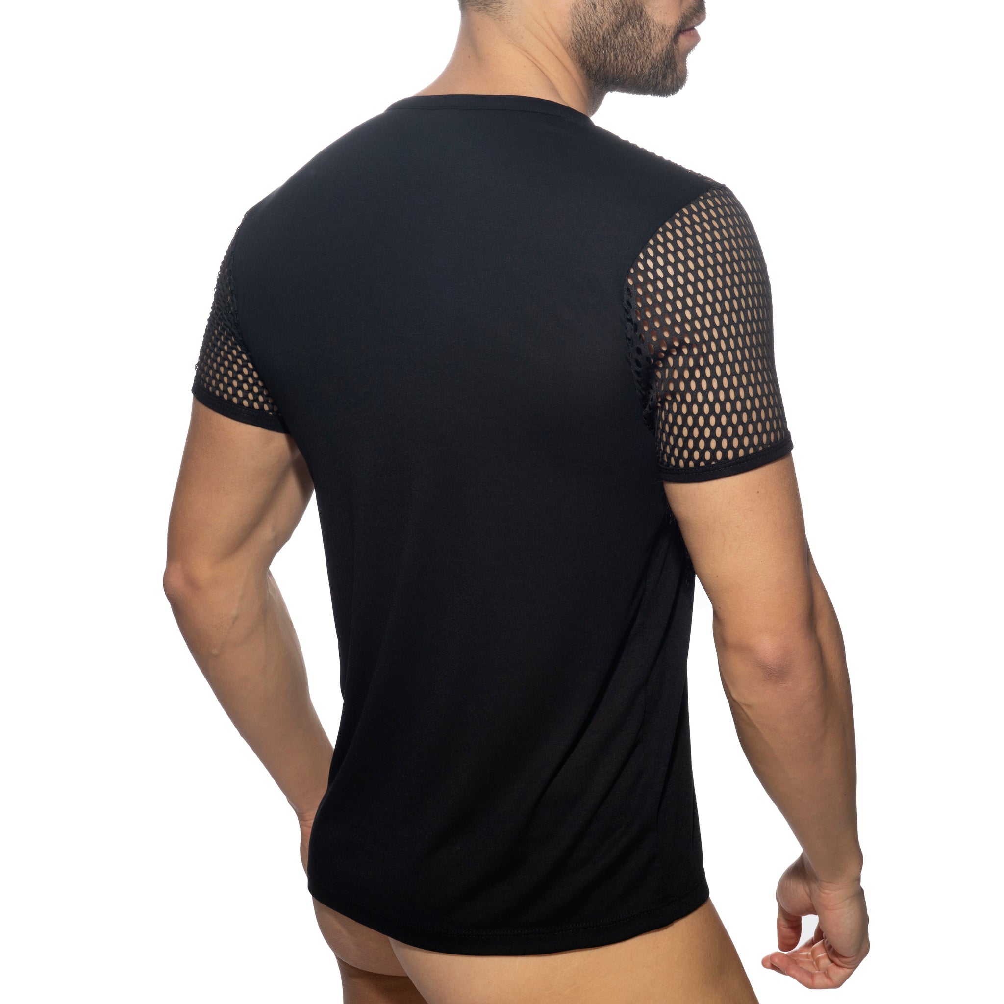 AD Fetish Mesh-Striped T-Shirt Black ADF166