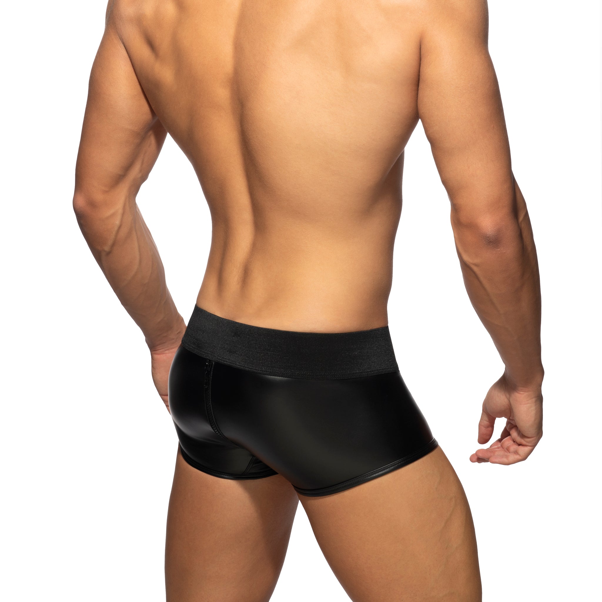 AD Fetish Back Zip Rub Trunk Black ADF132