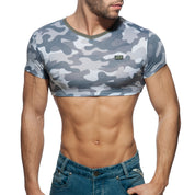 AD Fetish Camo Crop Top Grey Camouflage AD868