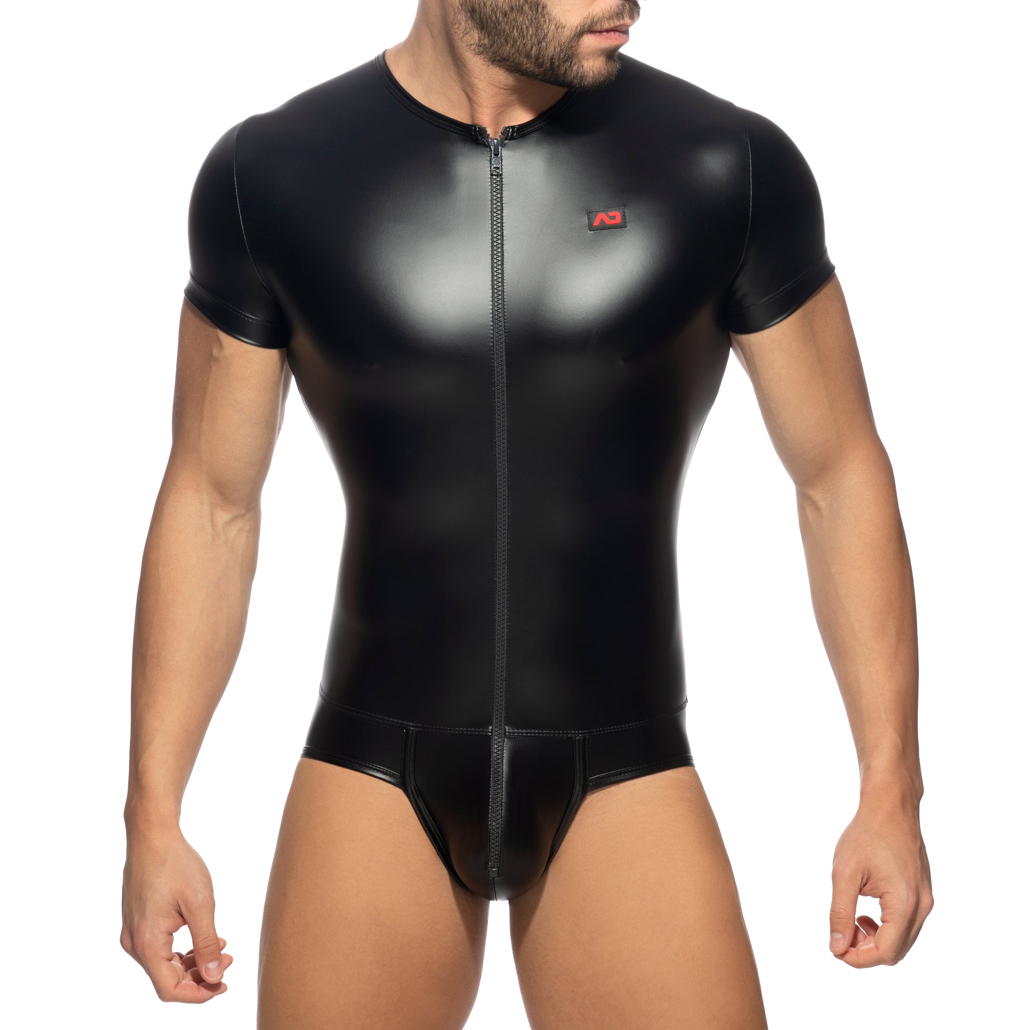 AD Fetish Front Zip Rub Body Black ADF141