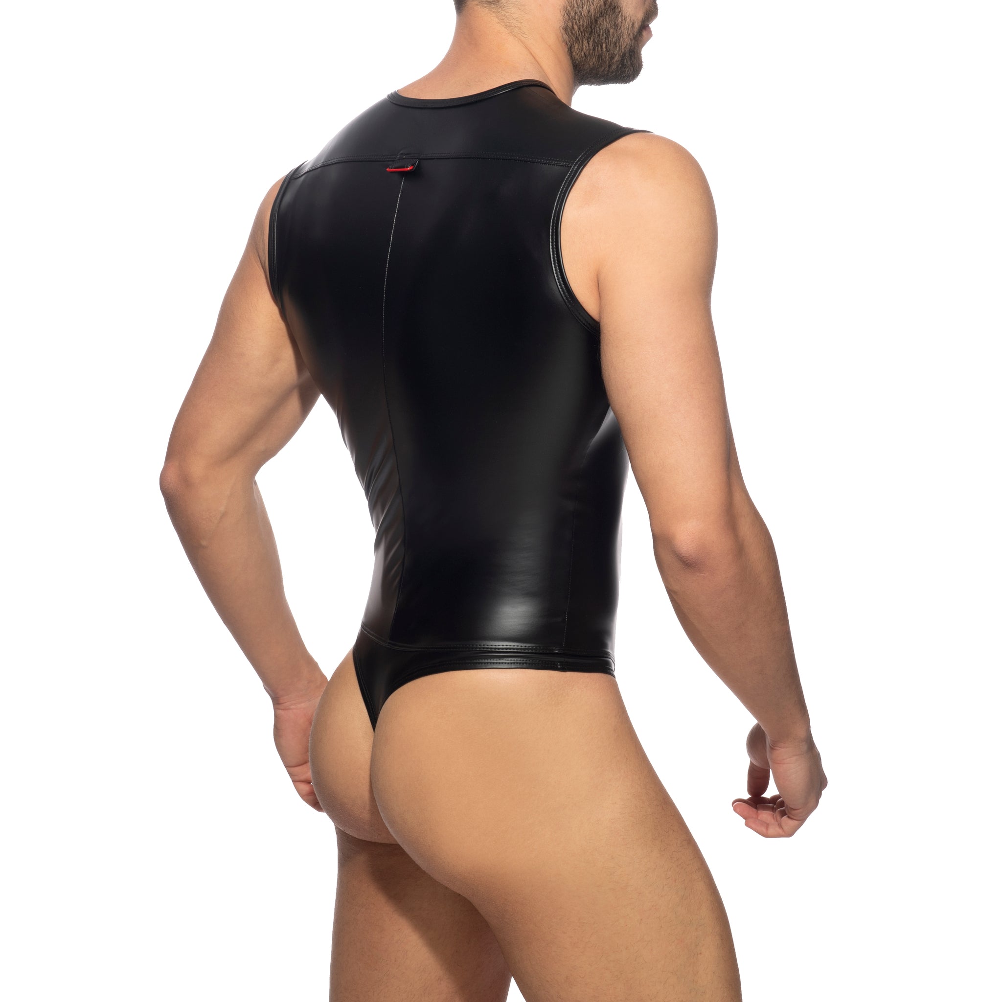 AD Fetish Front Zip Rub Body-String Black ADF142