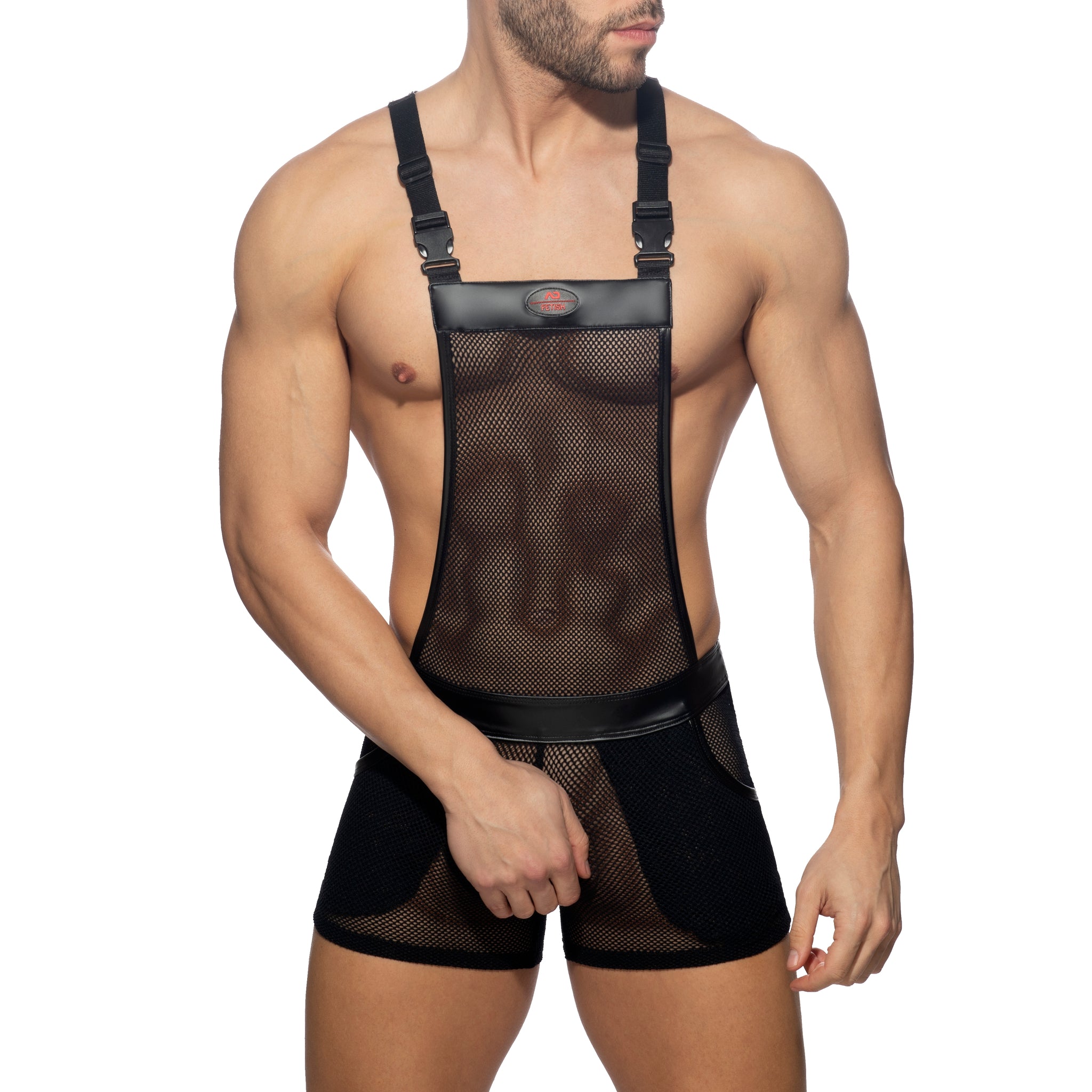 AD Fetish Mesh-Rub Overalls Black ADF164