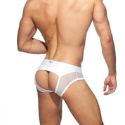 AD Fetish Mesh Mixed Bottomless Brief White ADF77