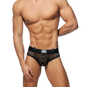 AD Fetish Mesh Mixed Bottomless Brief Black ADF77