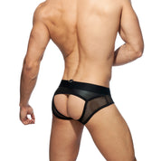 AD Fetish Mesh Mixed Bottomless Brief Black ADF77