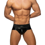 AD Fetish Front Zip Rub Brief Black ADF133