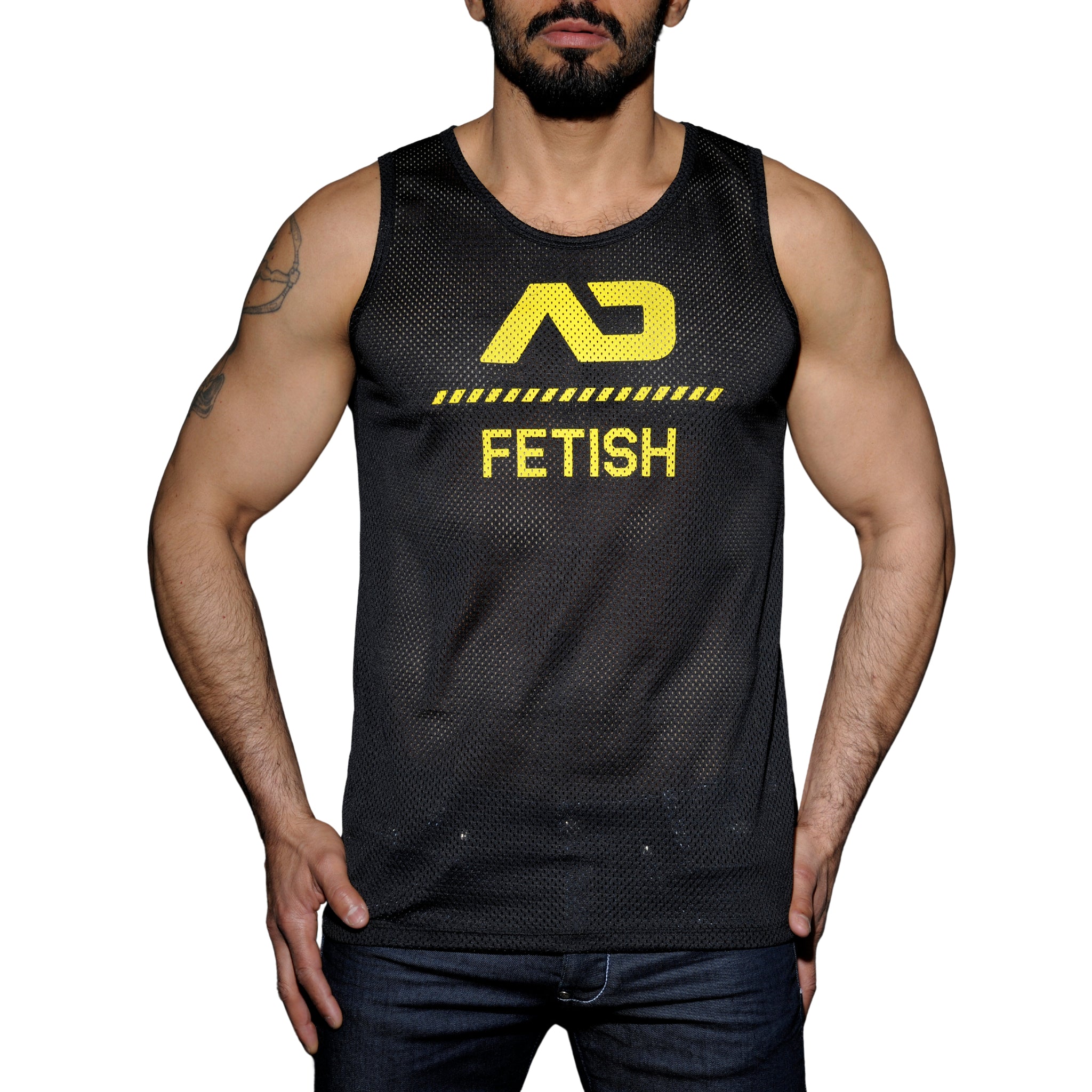 AD Fetish Mesh Tank Top Yellow ADF54