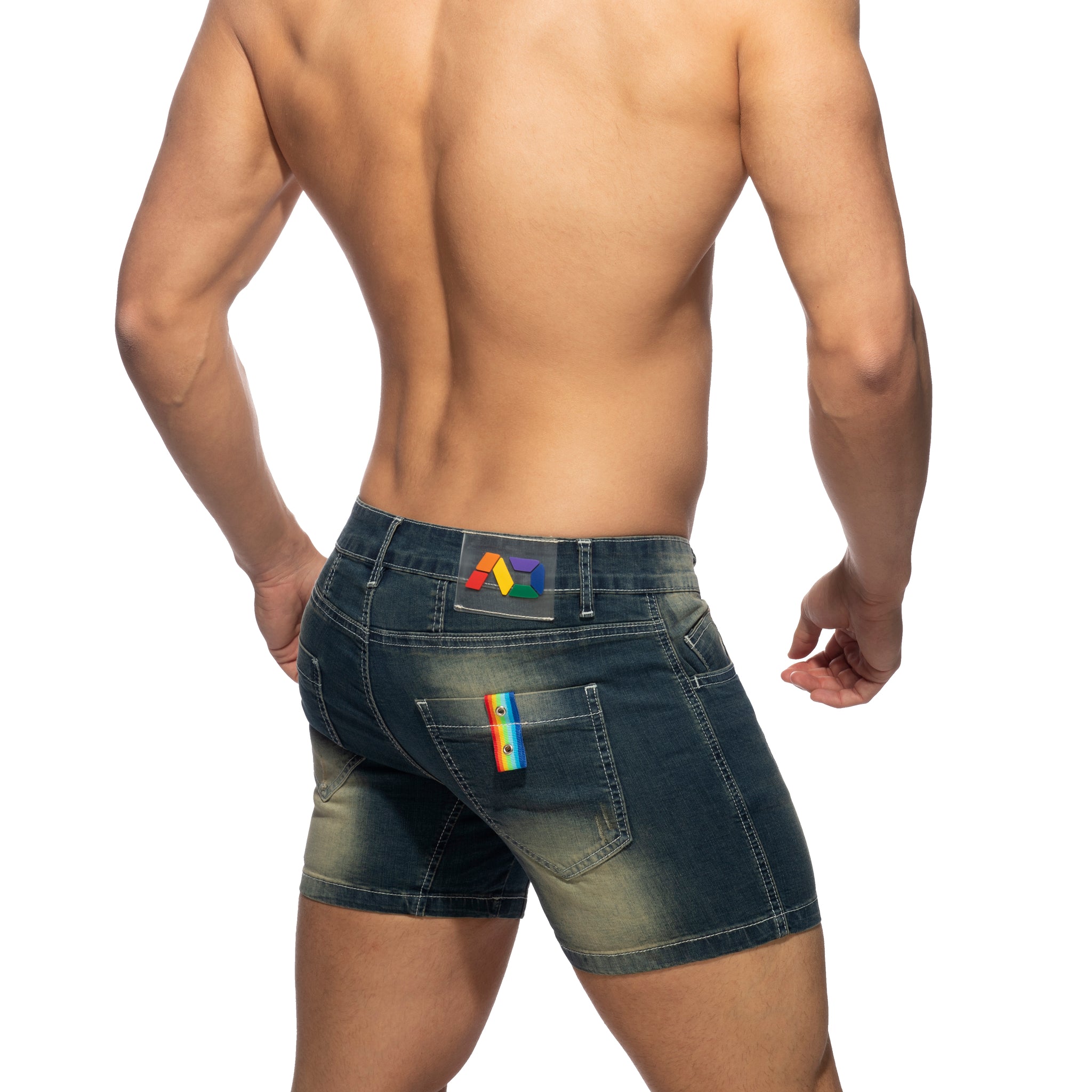 Addicted Rainbow Tape Short Jeans Dark Jeans AD991