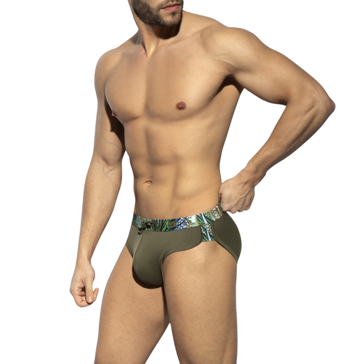 ES Collection Tropical Glitter Double Side Swimbrief Khaki 2224