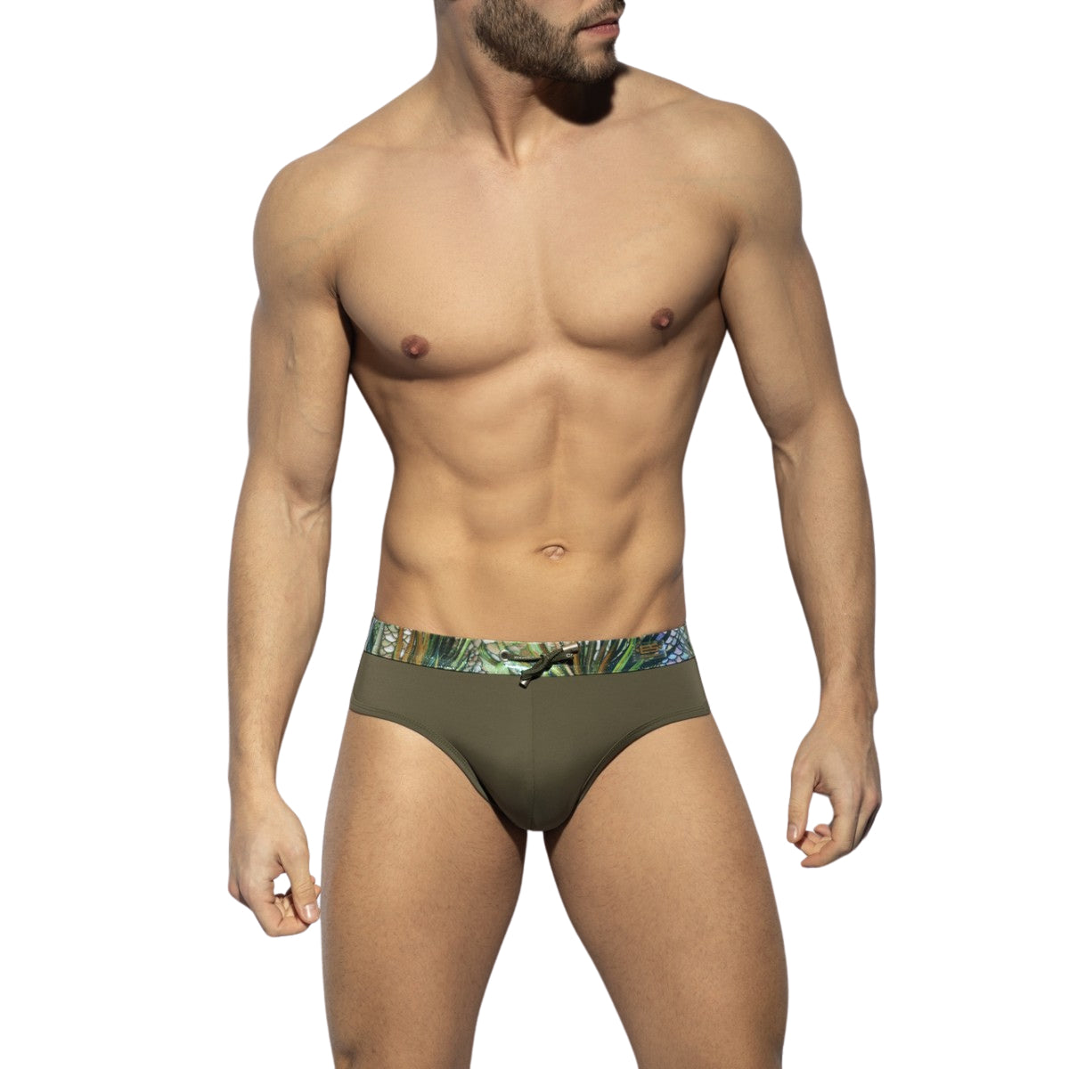 ES Collection Tropical Glitter Double Side Swimbrief Khaki 2224
