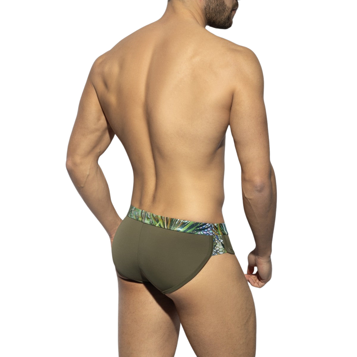ES Collection Tropical Glitter Double Side Swimbrief Khaki 2224