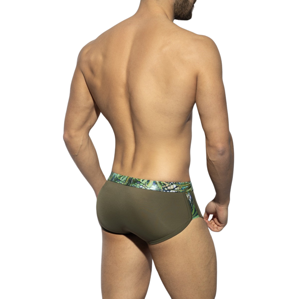 ES Collection Tropical Glitter Double Side Swim Trunk Khaki 2225