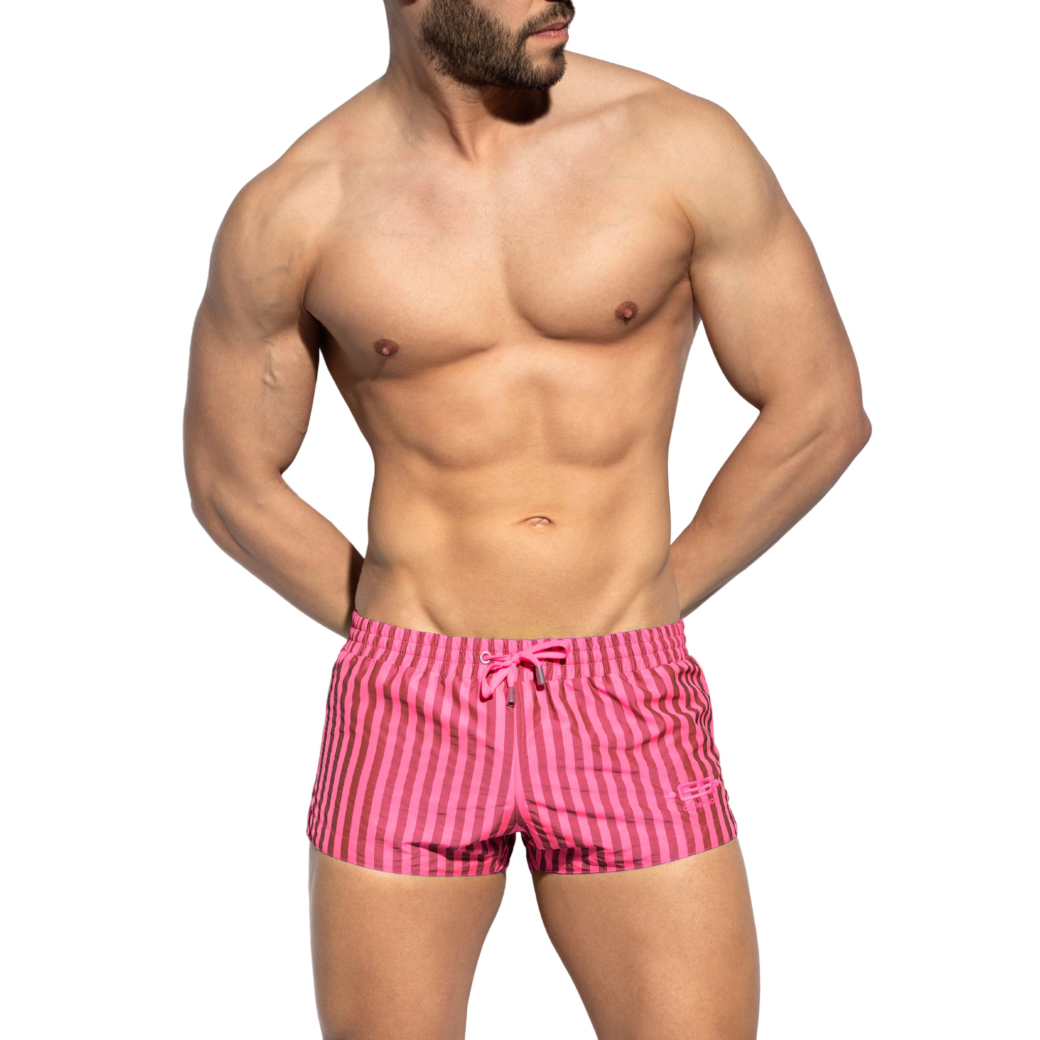 ES Collection Neon Stripes Swim Shorts Neon Pink 2308