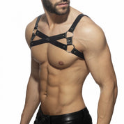 AD Fetish X-Cross Leather Harness Black ADF199