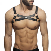 AD Fetish X-Cross Leather Harness Black ADF199