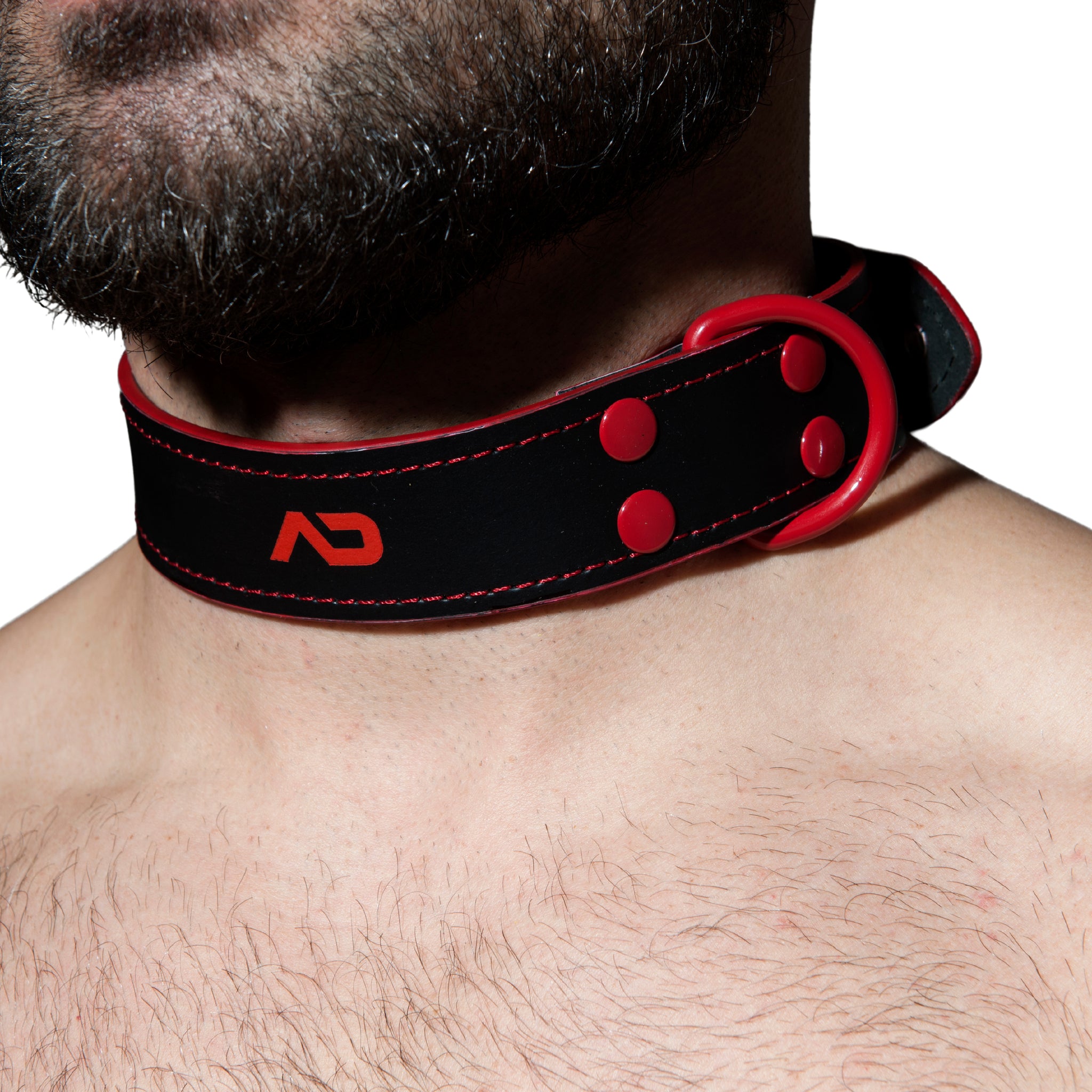 AD Fetish Leather Collar Red ADF44