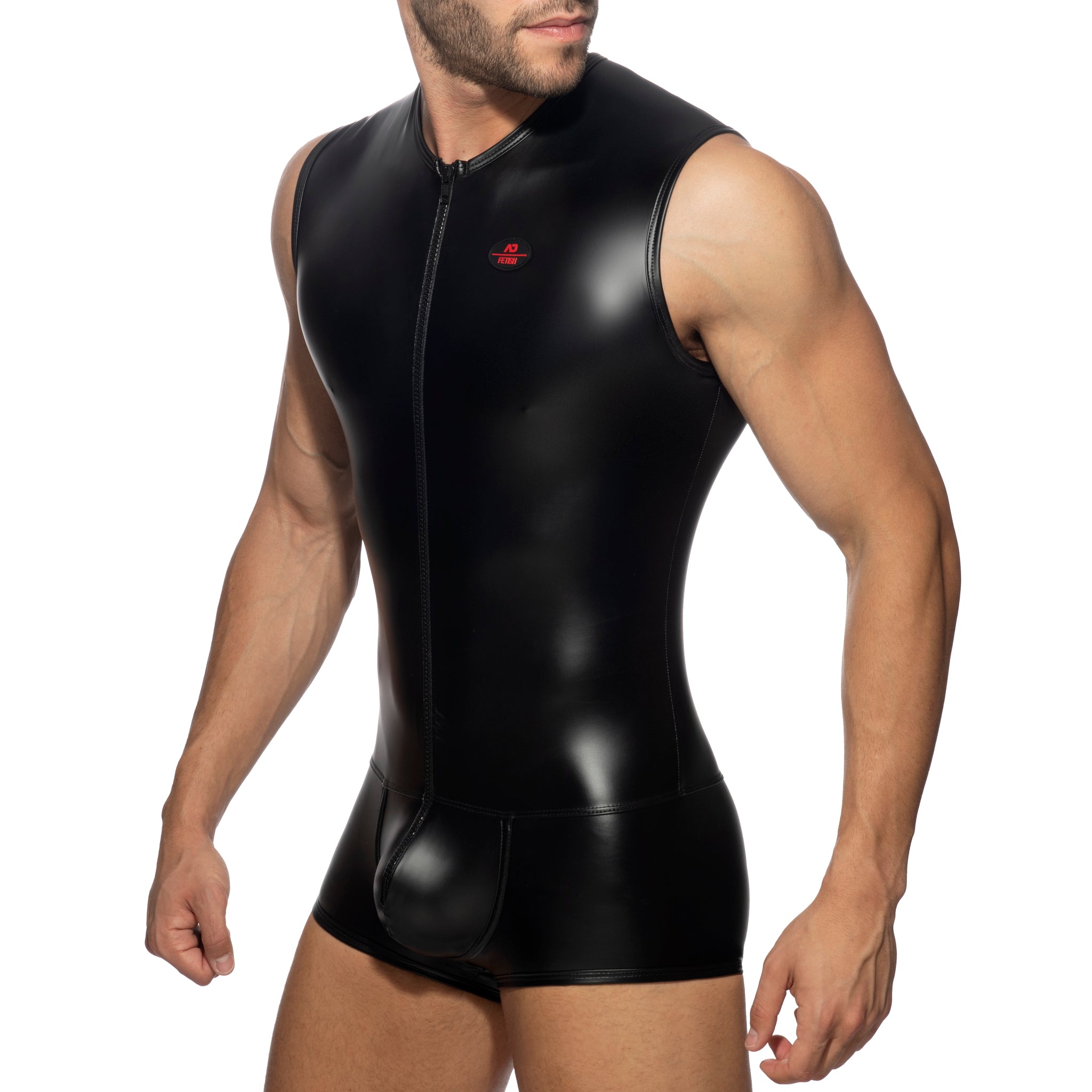 AD Fetish Front Zip Rub Body Trunk Black ADF144