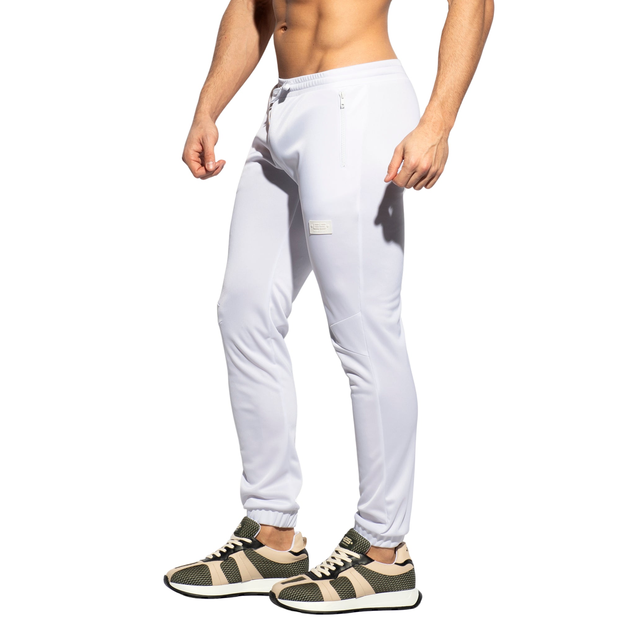 ES Collection Zip Pockets Plain Pants White SP317