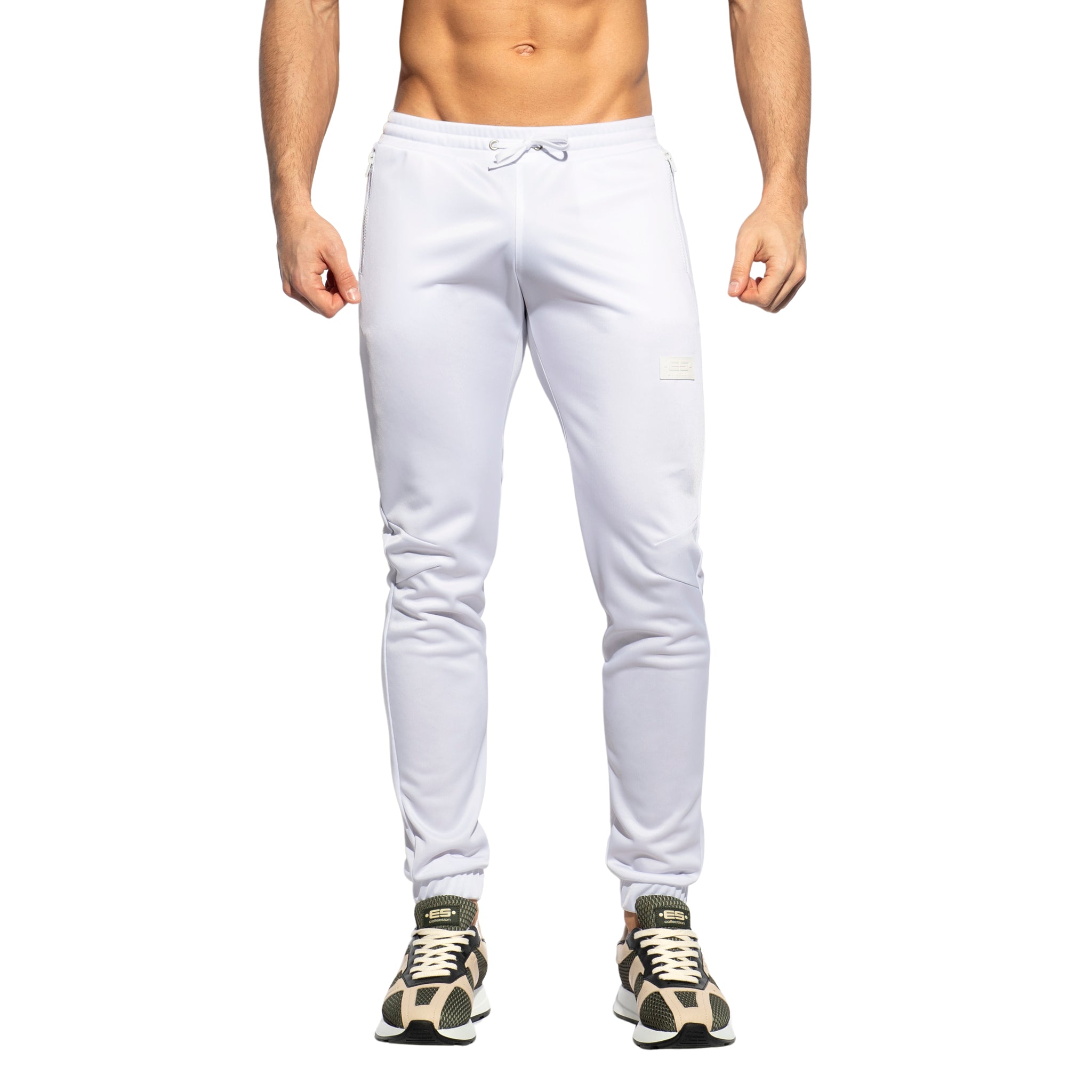 ES Collection Zip Pockets Plain Pants White SP317