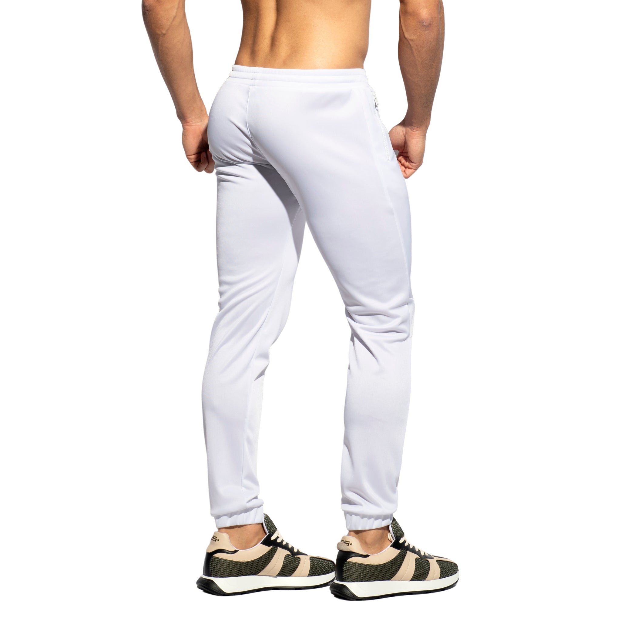 ES Collection Zip Pockets Plain Pants White SP317