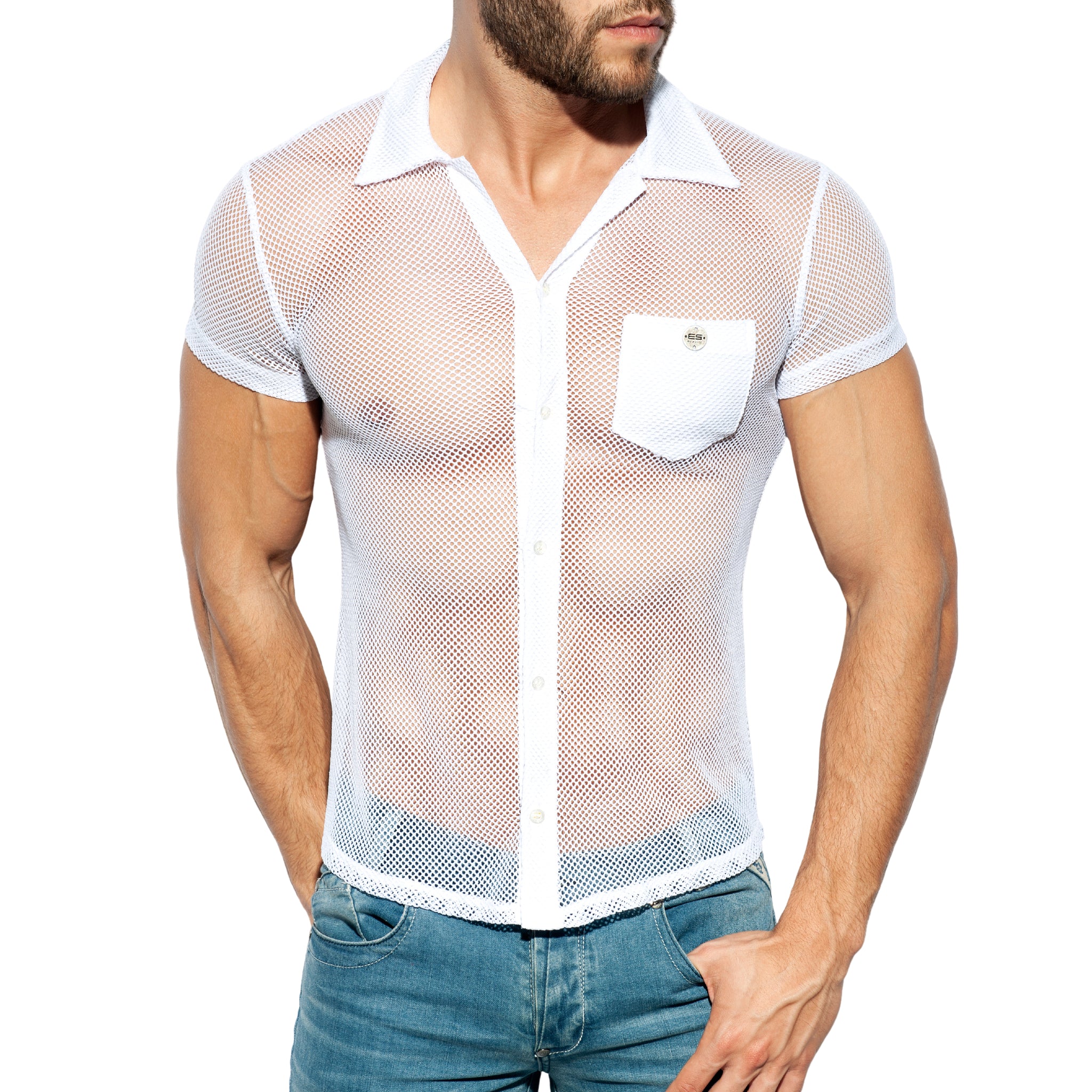 ES Collection Mesh Short Sleeves Shirt White SHT024