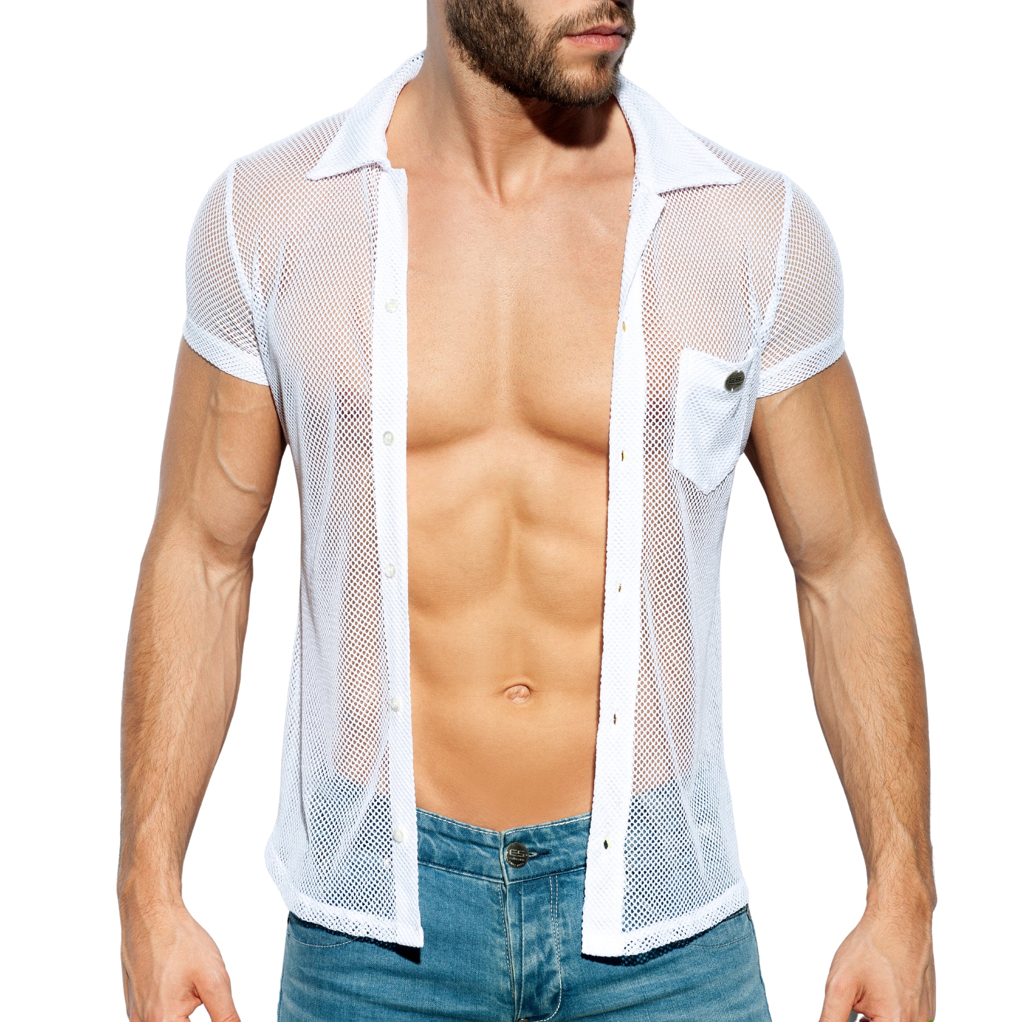 ES Collection Mesh Short Sleeves Shirt White SHT024