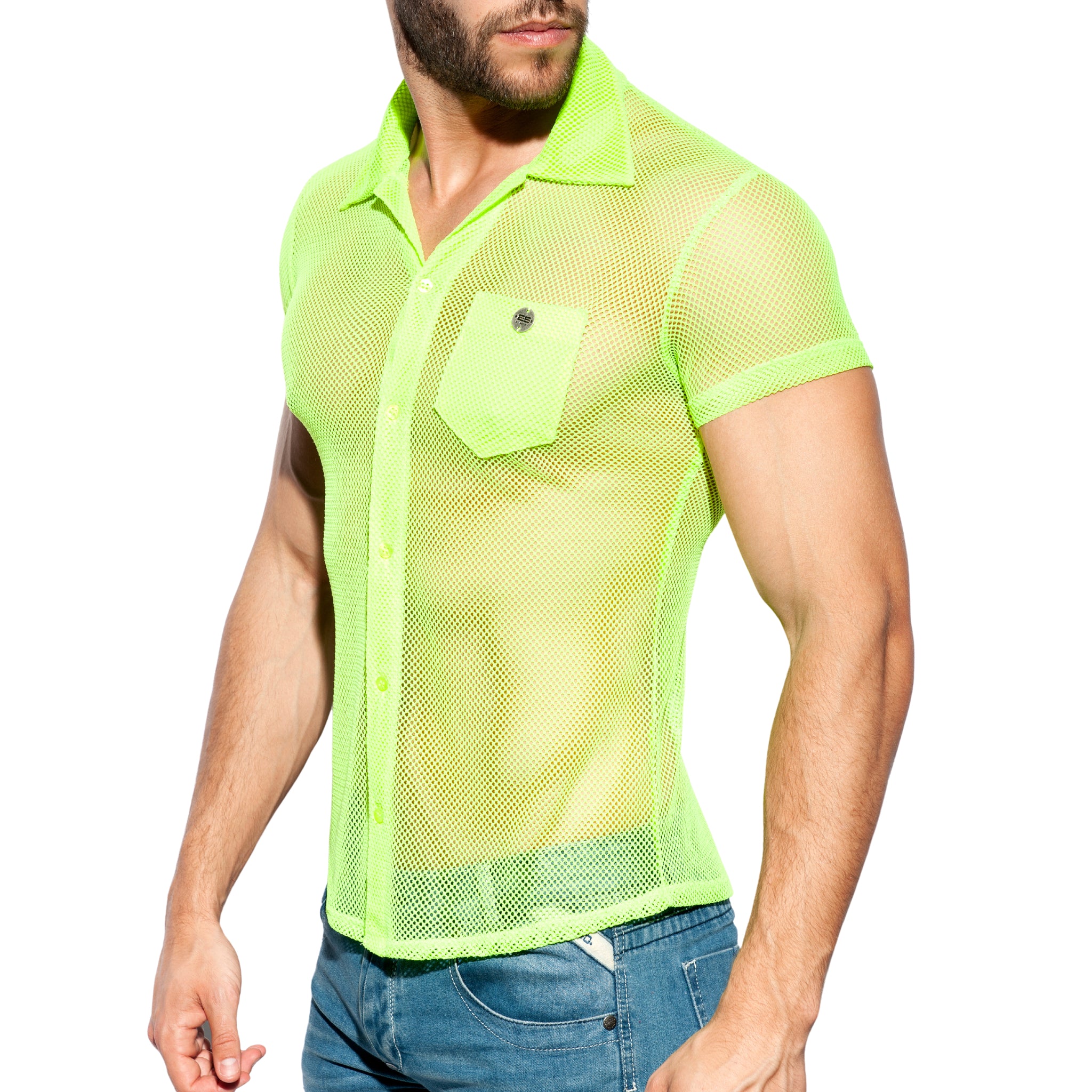 ES Collection Mesh Short Sleeves Shirt Lemon Green SHT024