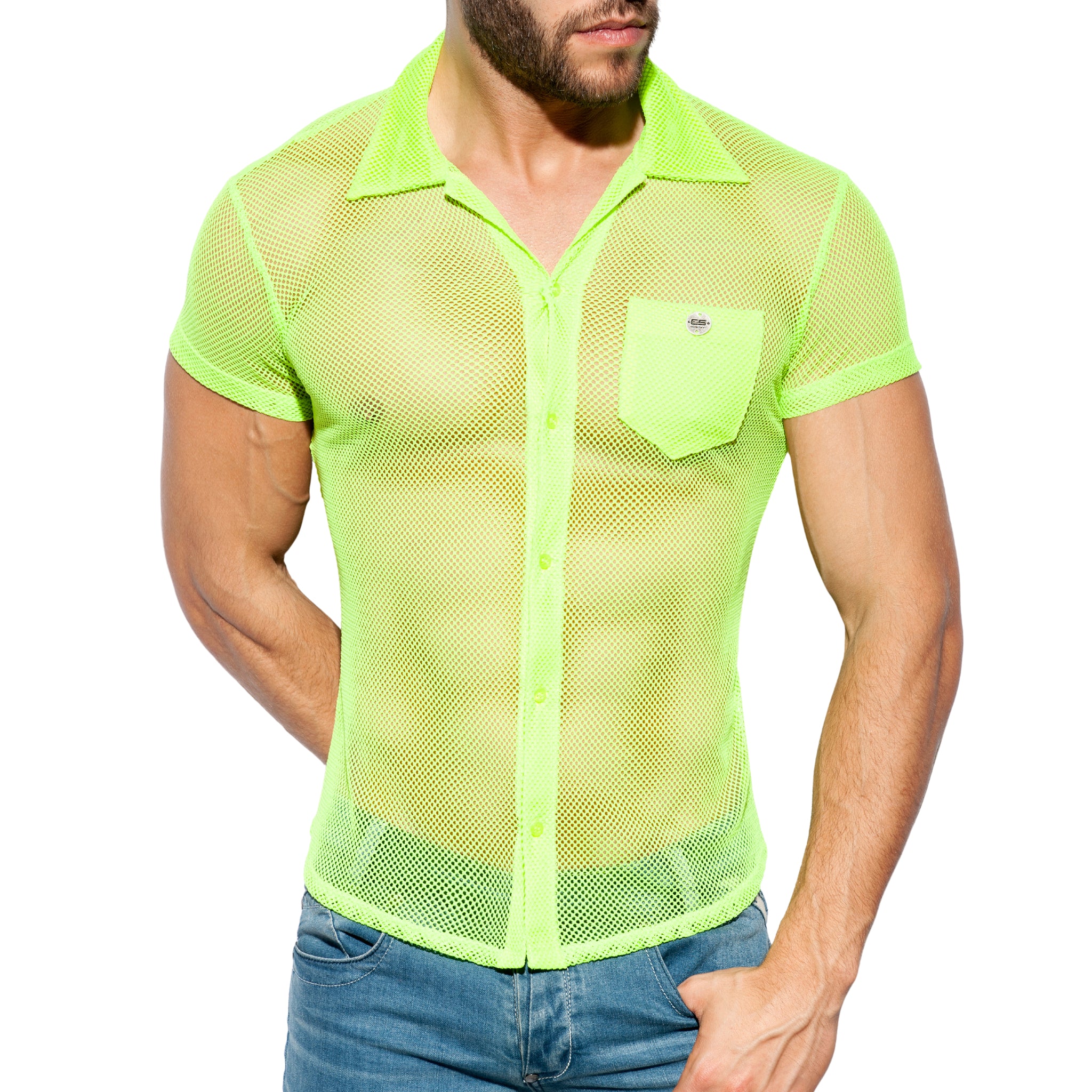 ES Collection Mesh Short Sleeves Shirt Lemon Green SHT024
