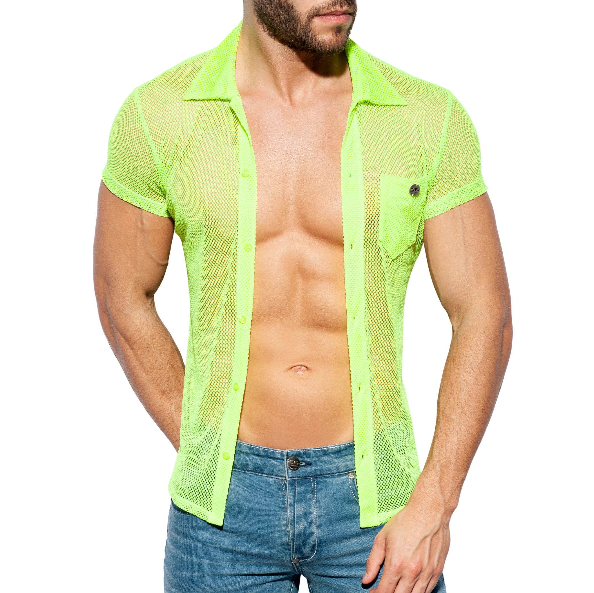 ES Collection Mesh Short Sleeves Shirt Lemon Green SHT024