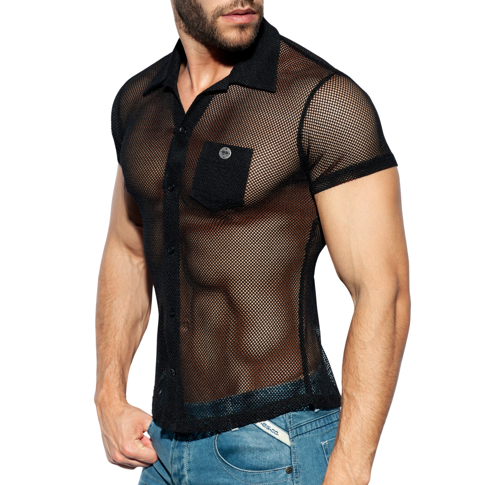 ES Collection Mesh Short Sleeves Shirt Black SHT024