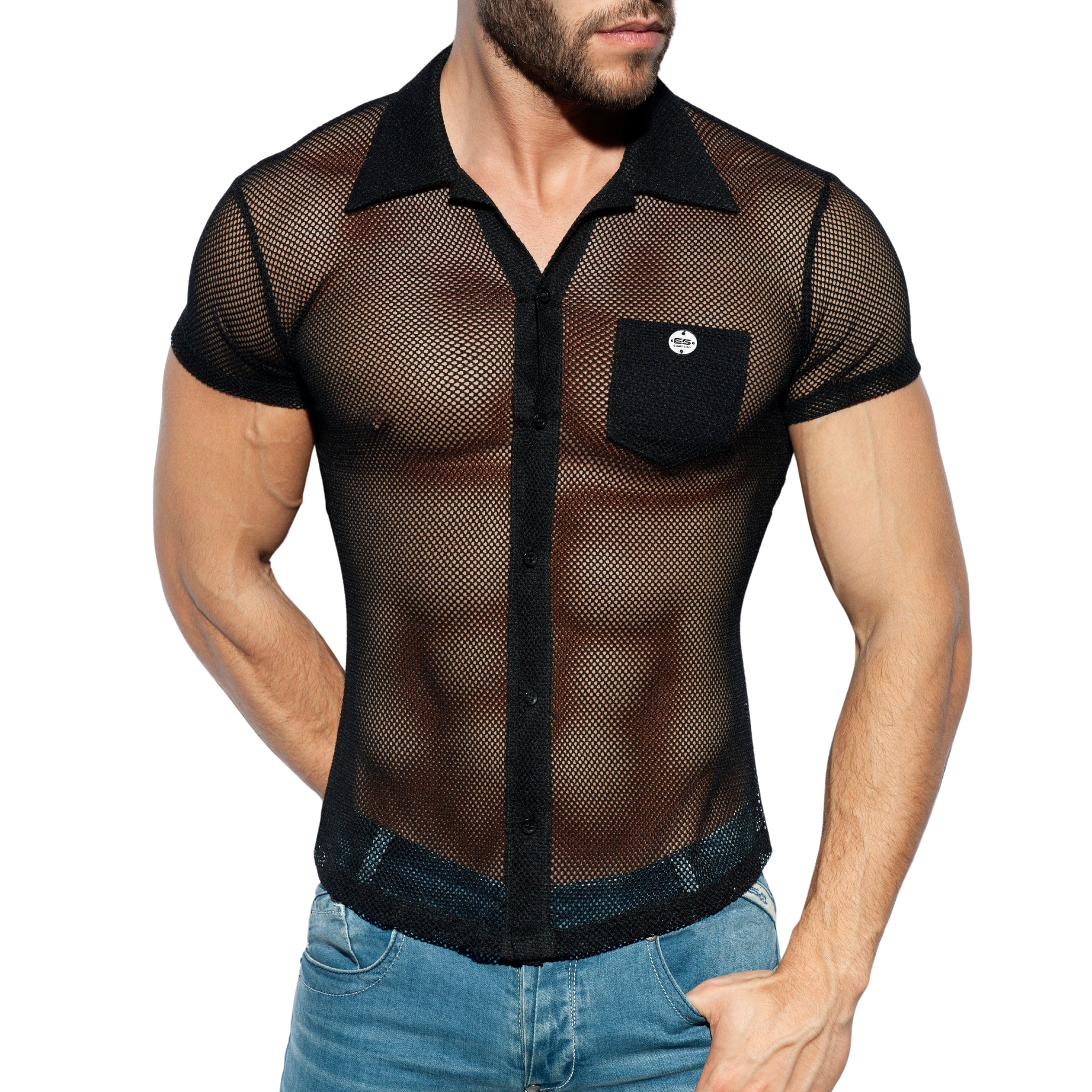 ES Collection Mesh Short Sleeves Shirt Black SHT024
