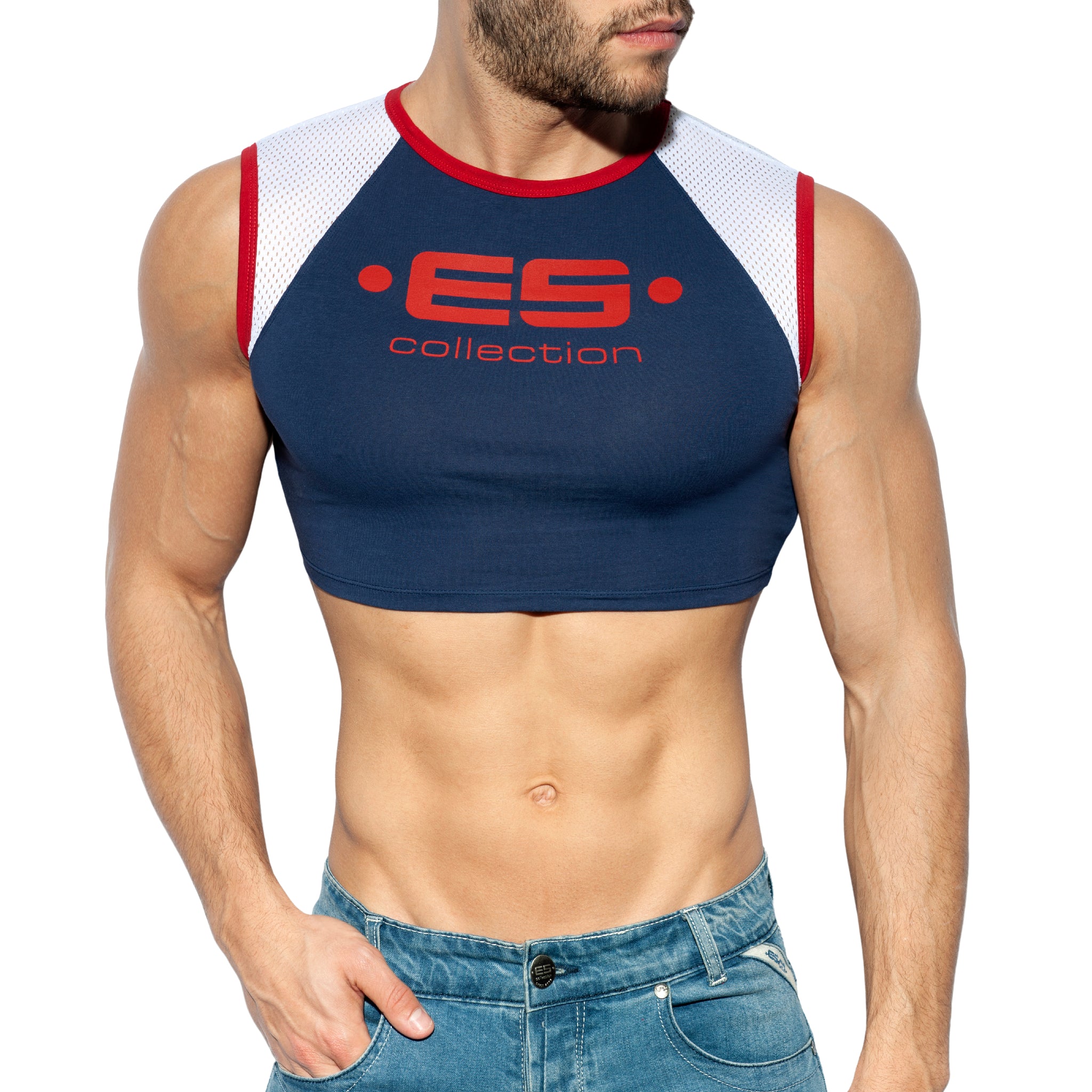 ES Collection Muscle Crop Top Navy TS267