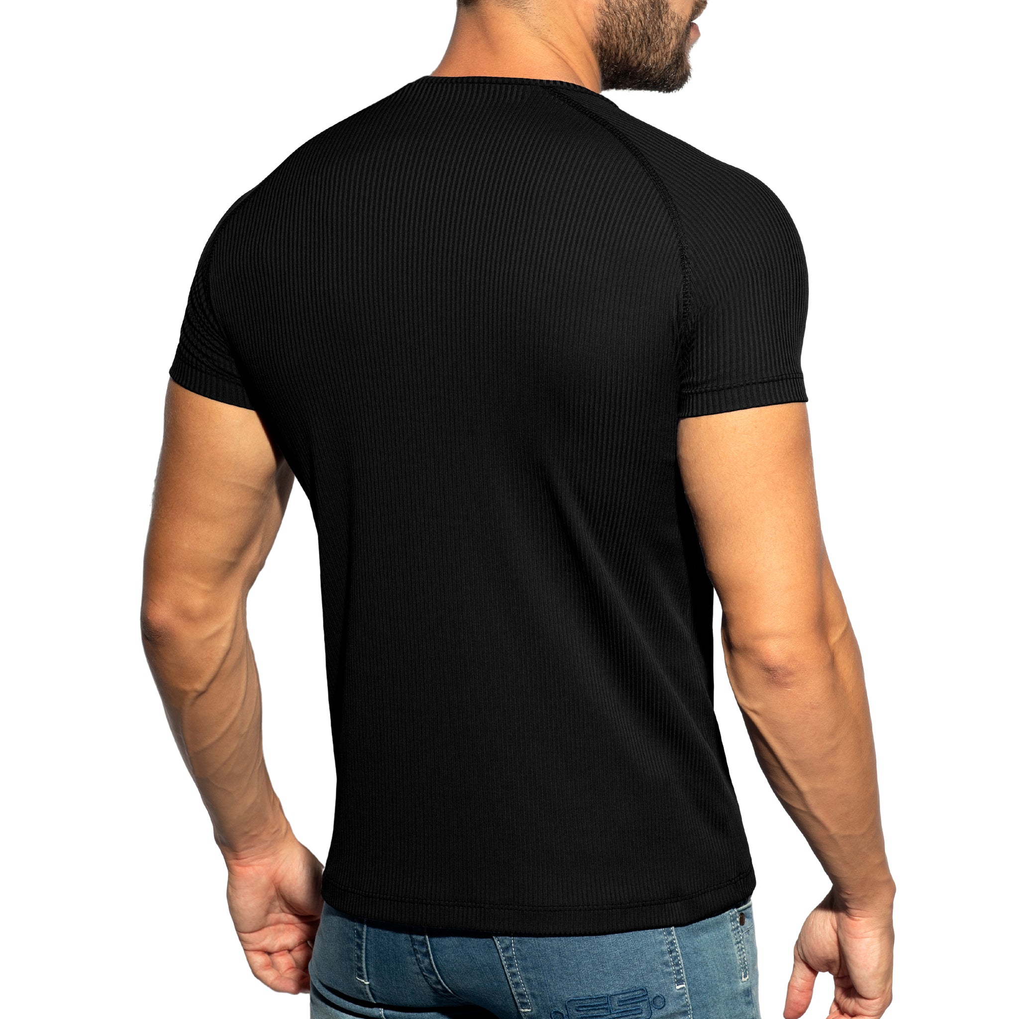 ES Collection Recycled Rib V-Neck T-Shirt Black TS299