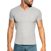 ES Collection Recycled Rib V-Neck T-Shirt Heather Grey TS299