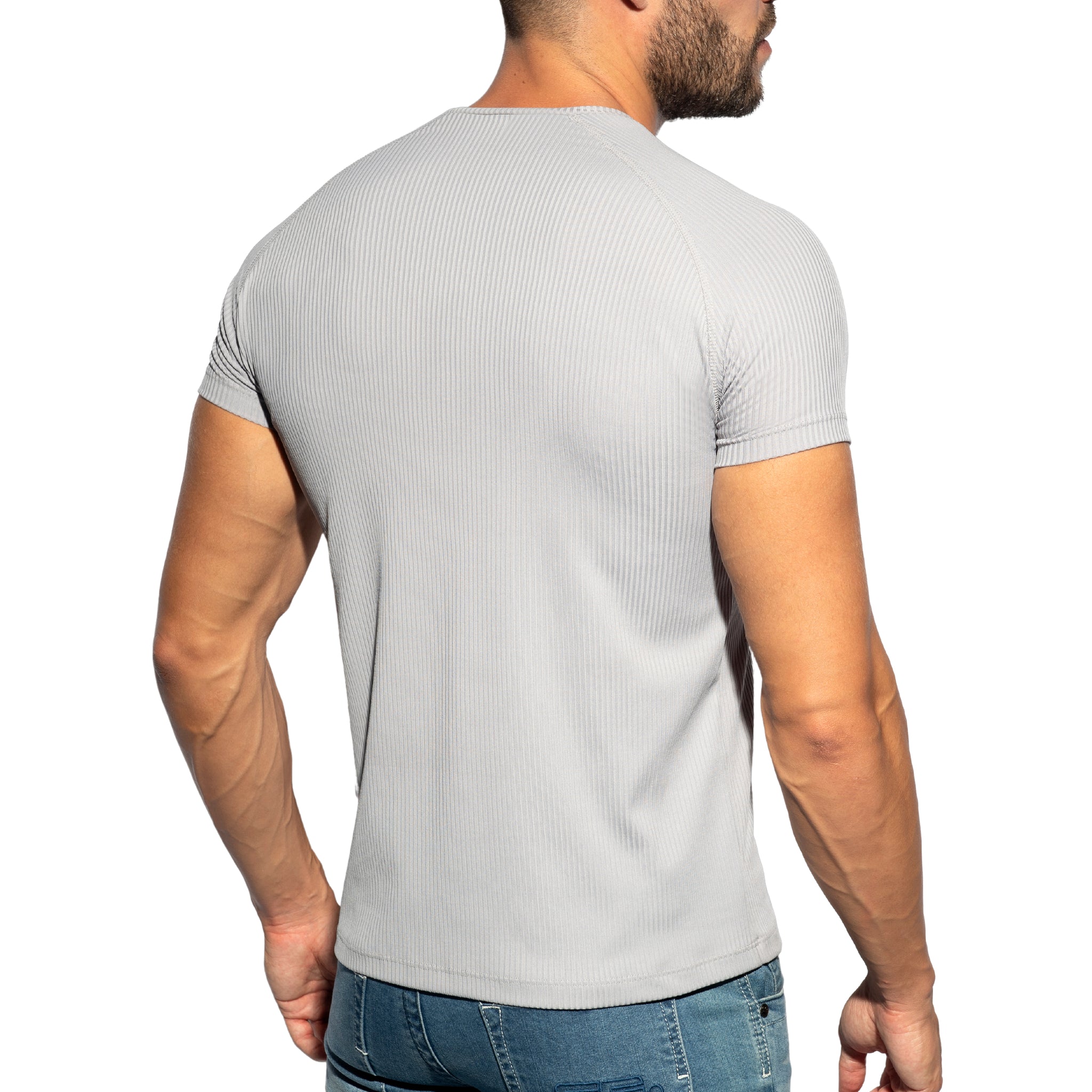 ES Collection Recycled Rib V-Neck T-Shirt Heather Grey TS299