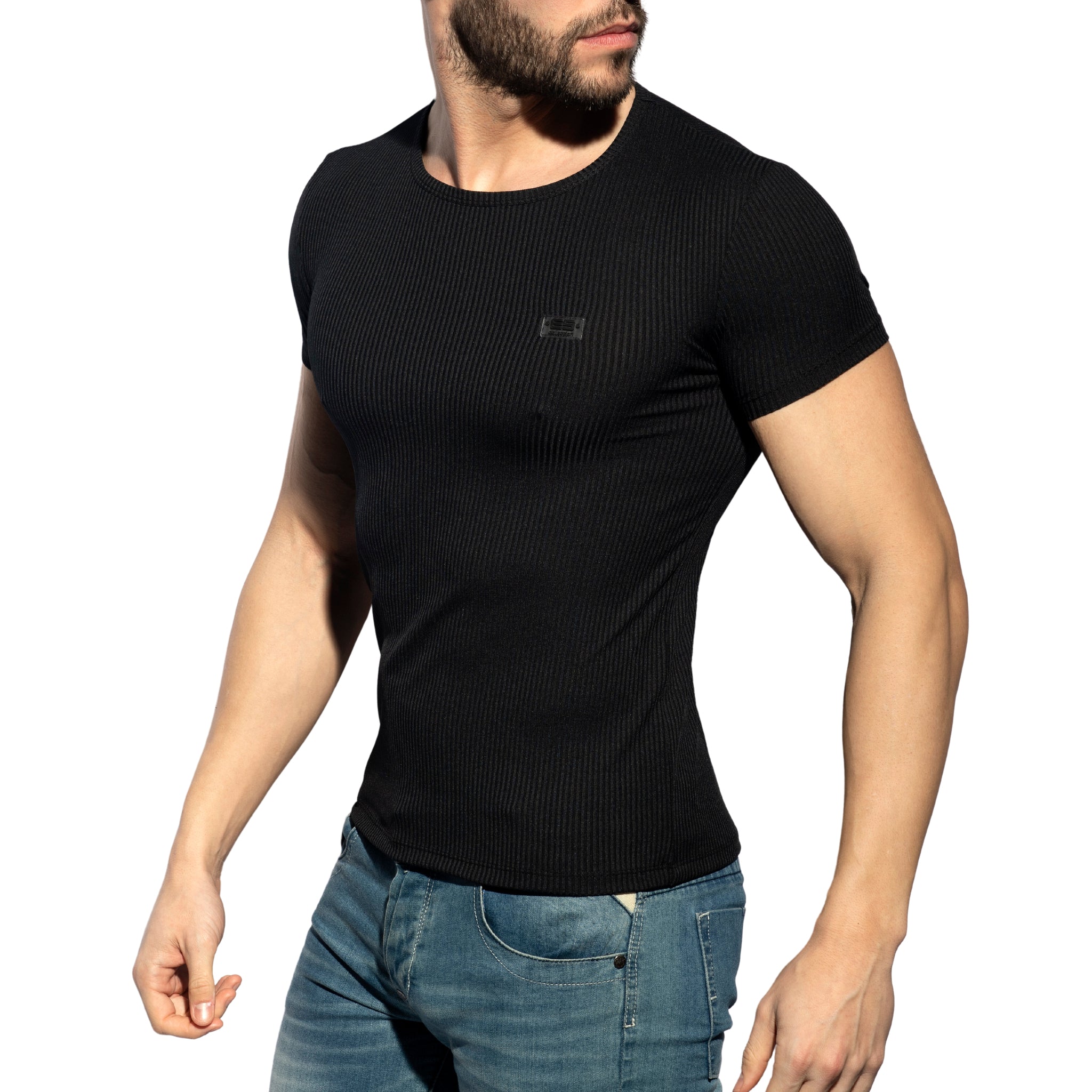 ES Collection Recycled Rib U-Neck T-Shirt Black TS302