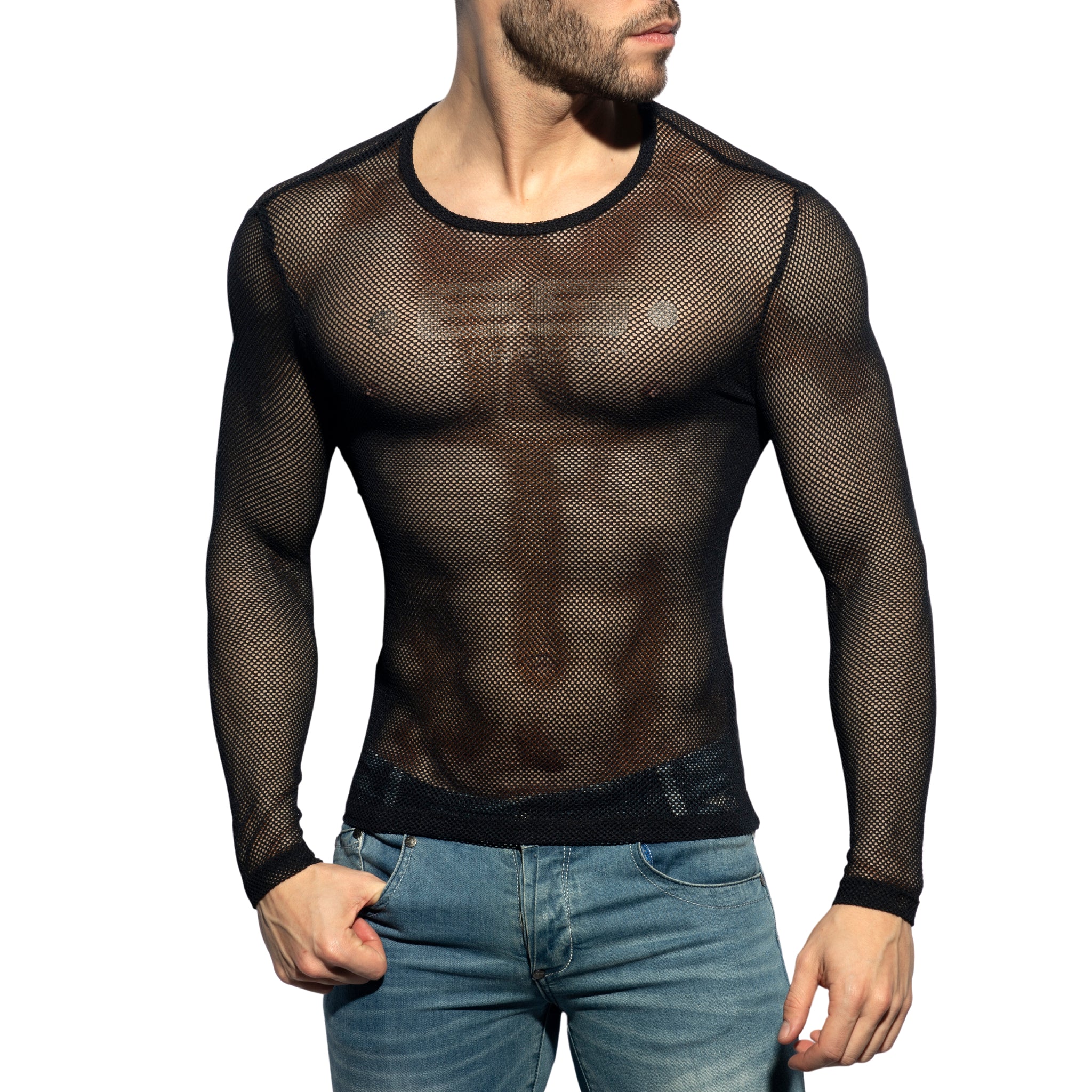 ES Collection Mesh-Long Sleeves T-Shirt Black TS304