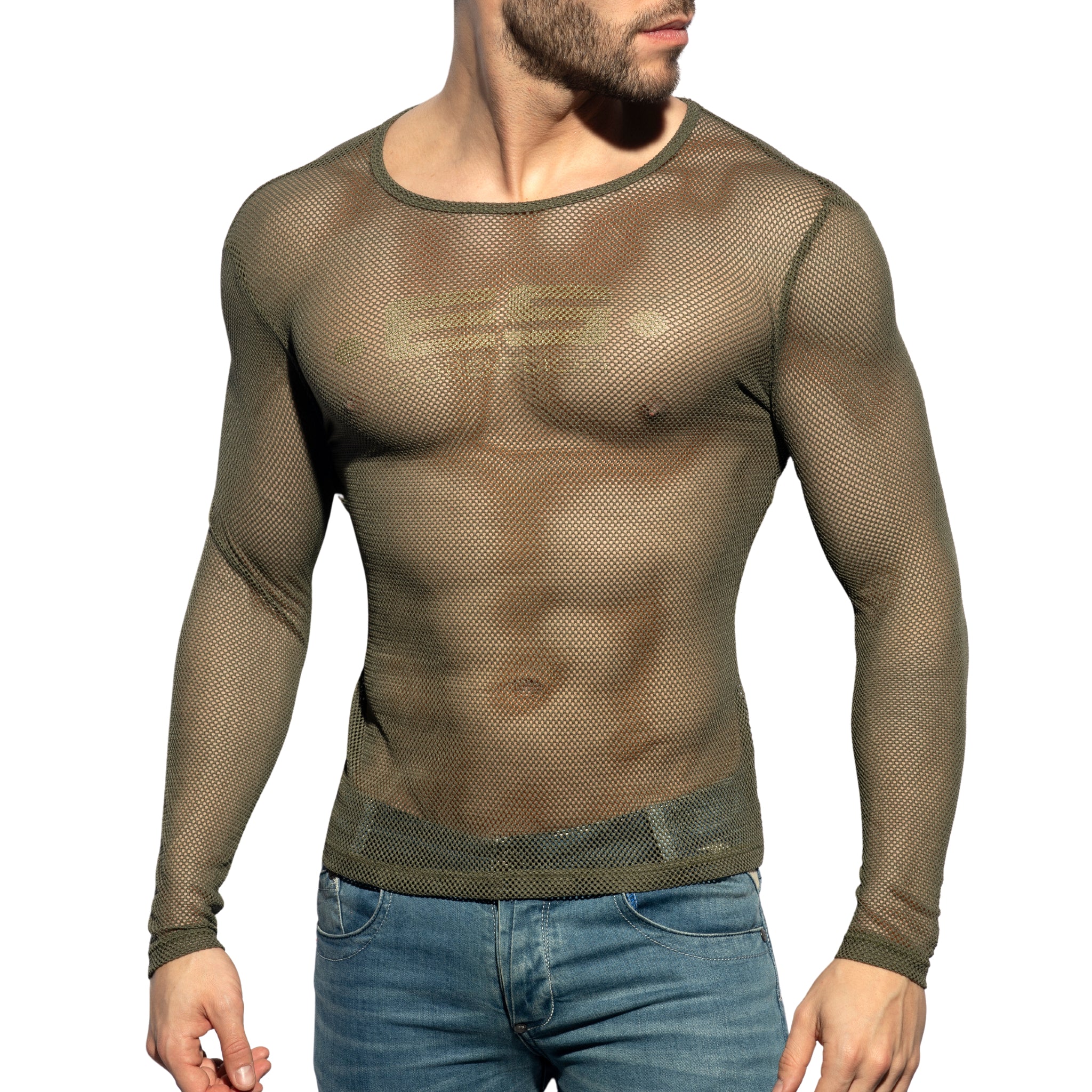 ES Collection Mesh-Long Sleeves T-Shirt Khaki TS304