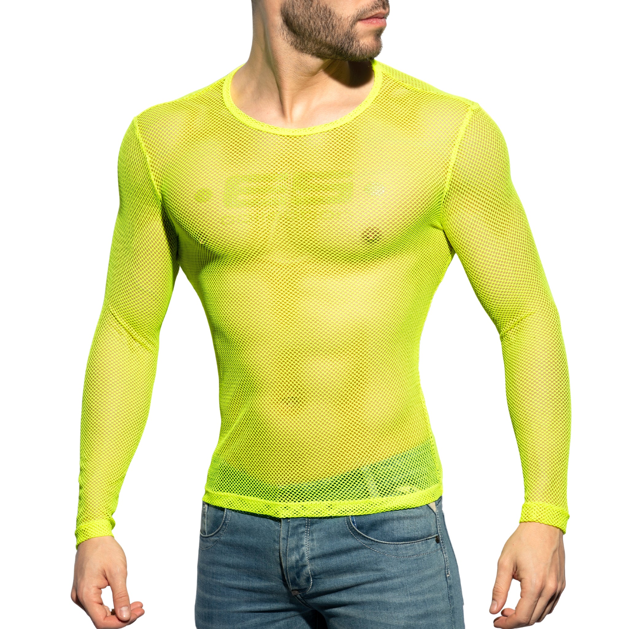 ES Collection Mesh-Long Sleeves T-Shirt Neon Yellow TS304