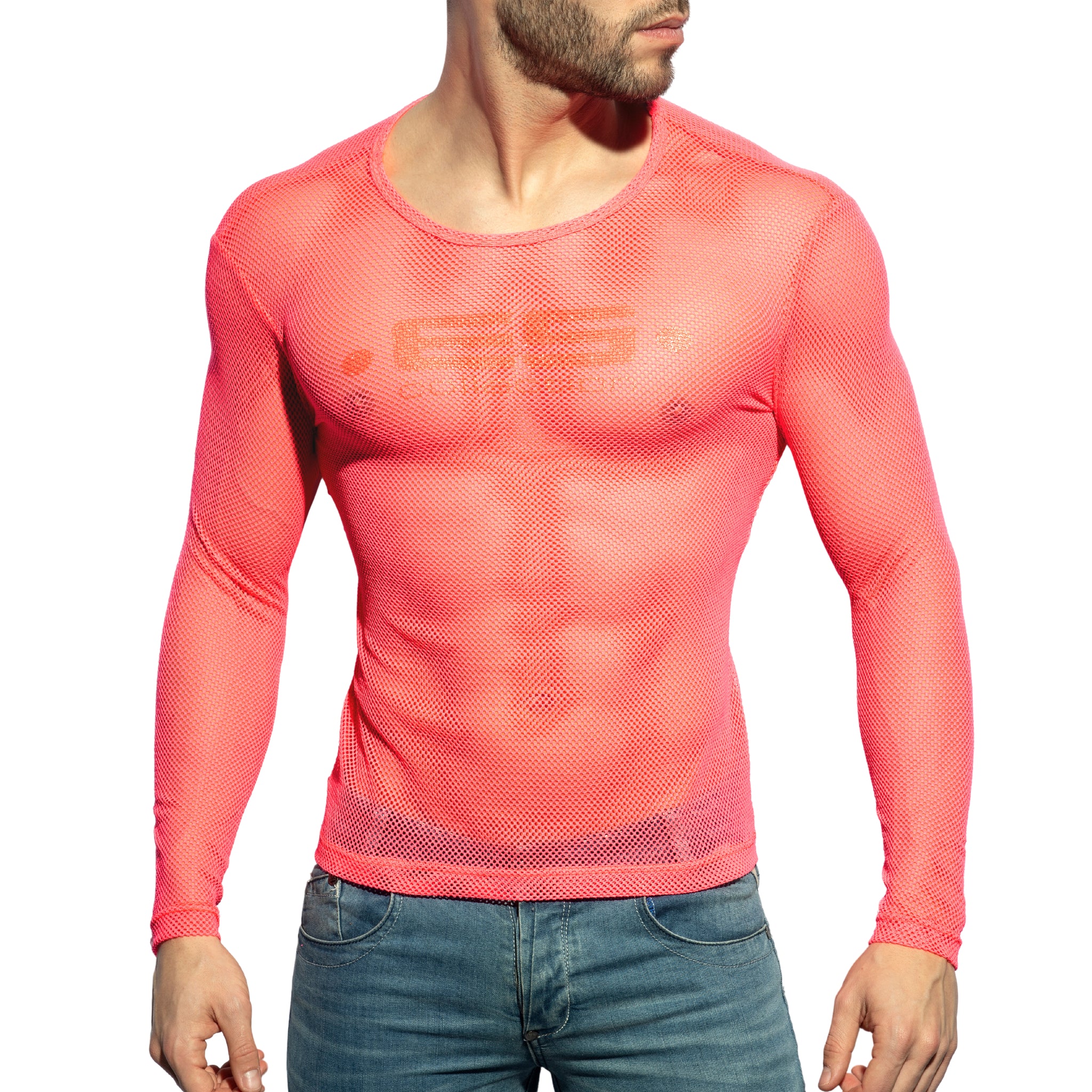 ES Collection Mesh-Long Sleeves T-Shirt Neon Pink TS304