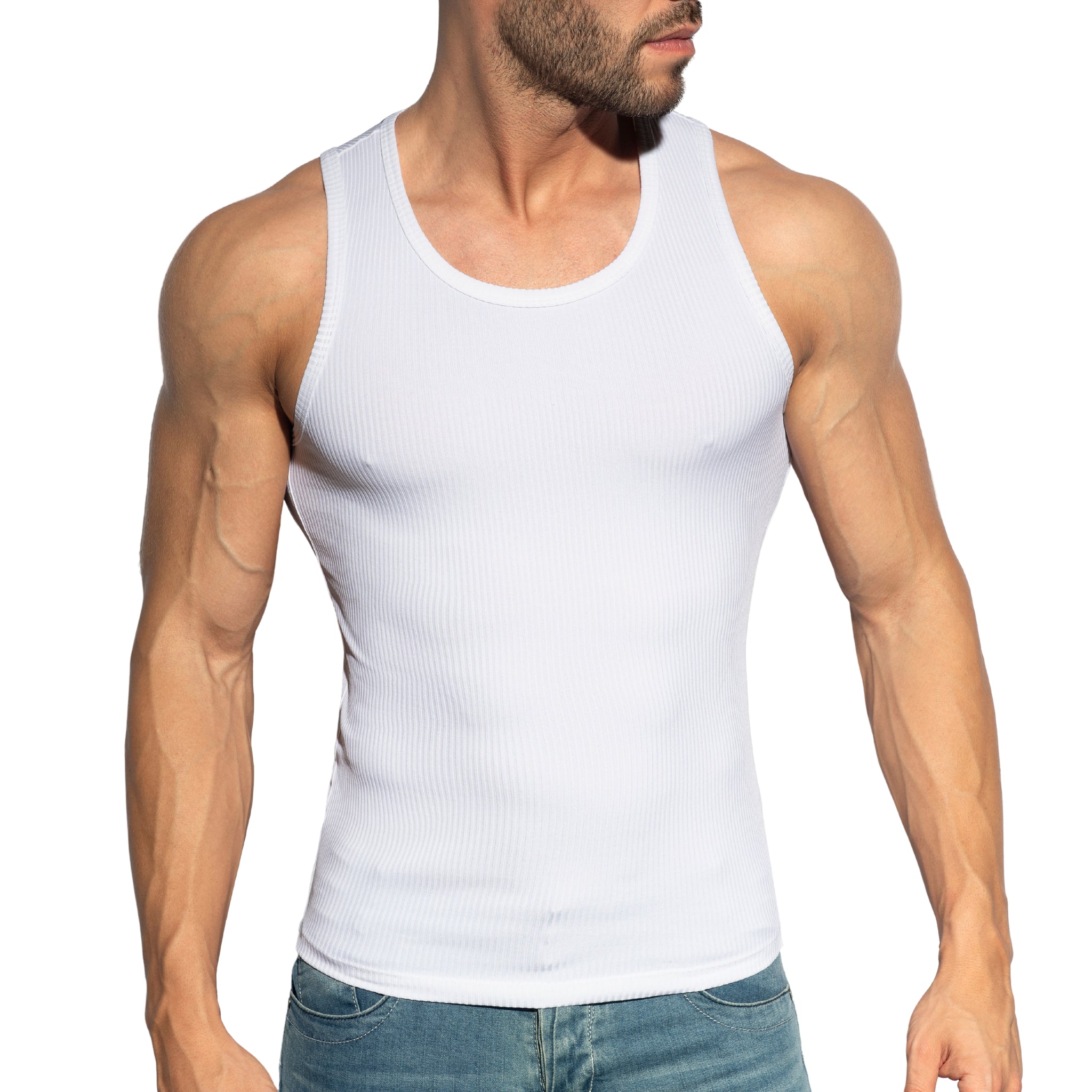 ES Collection Recycled Rib Sports Tank Top White TS313