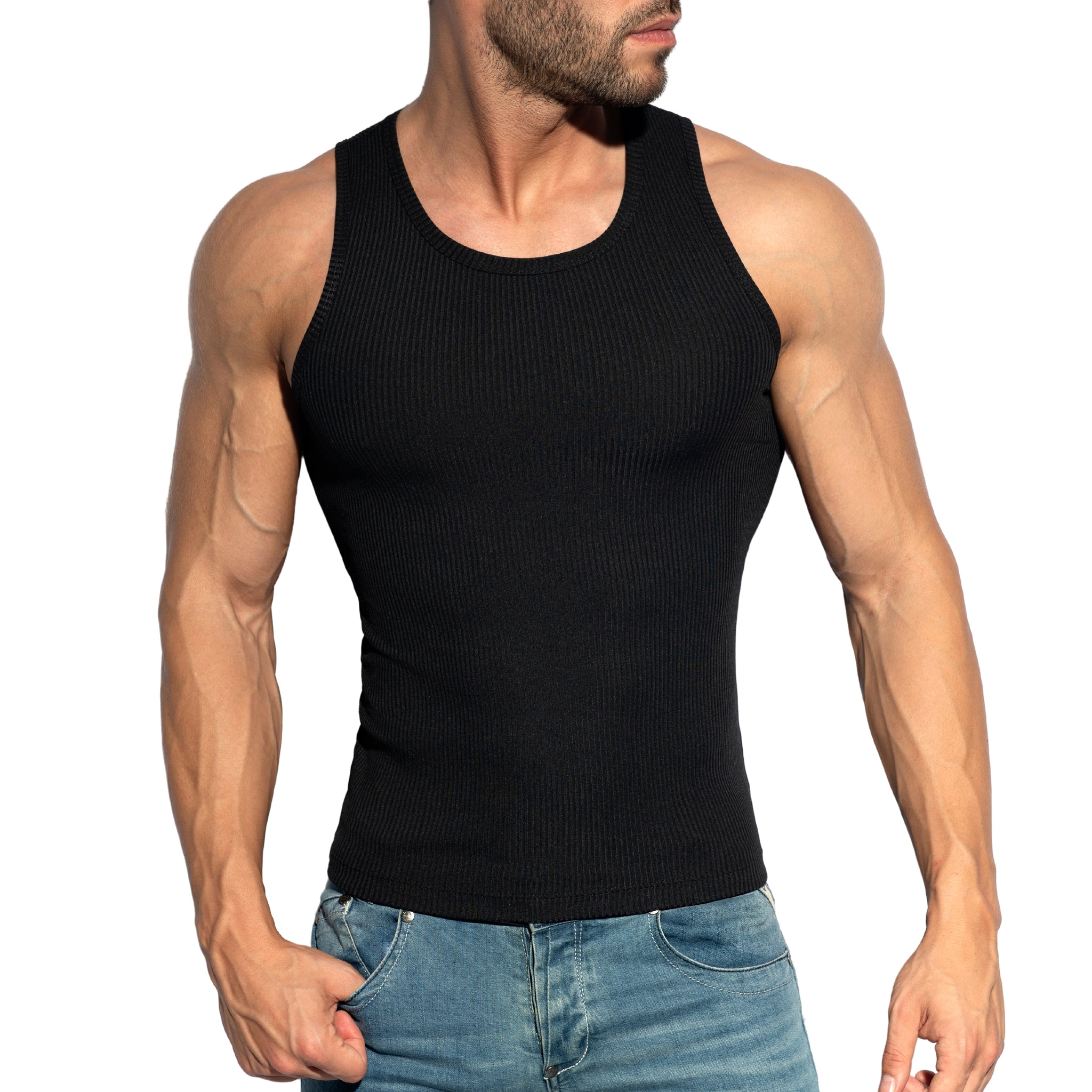 ES Collection Recycled Rib Sports Tank Top Black TS313