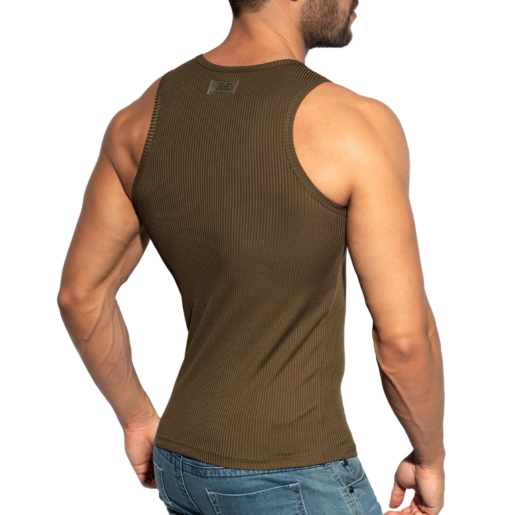 ES Collection Recycled Rib Sports Tank Top Khaki TS313