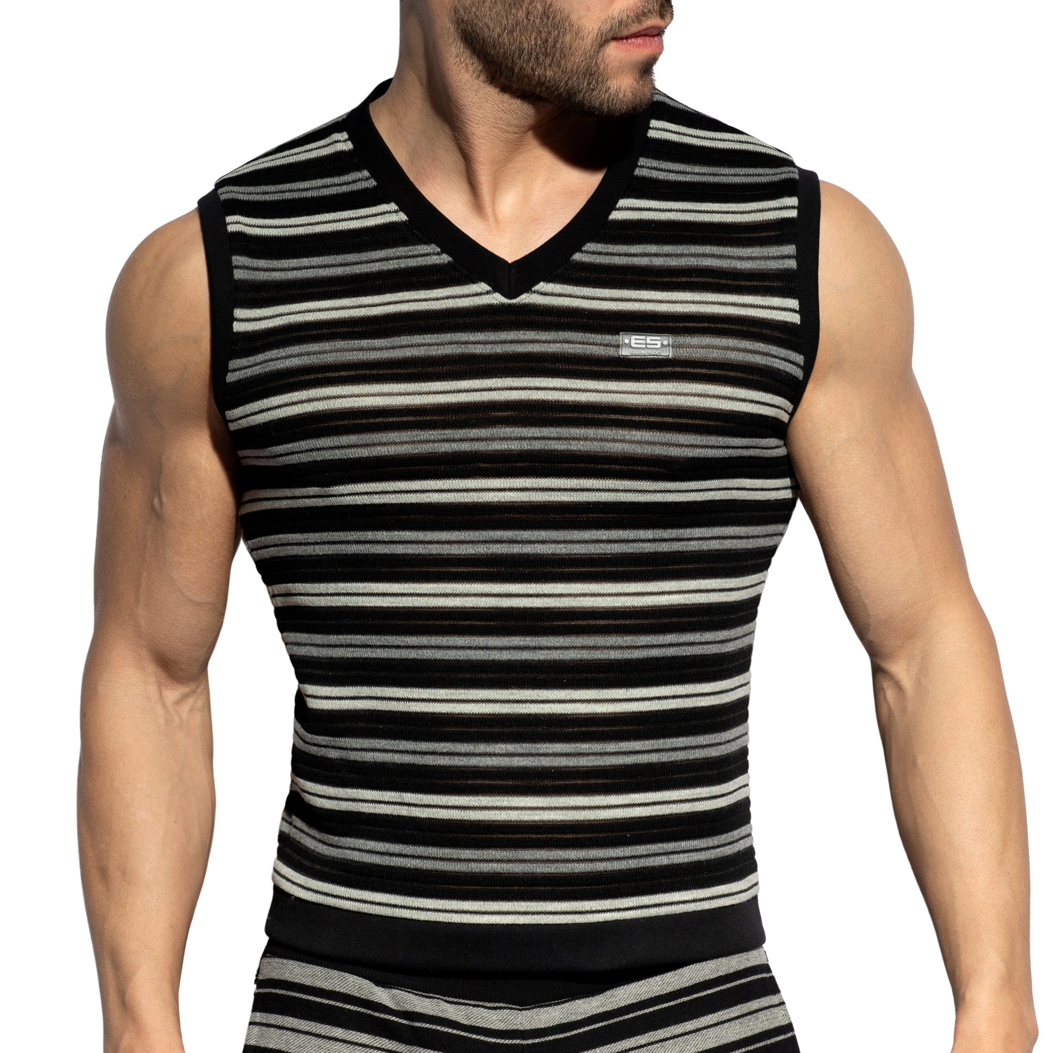 ES Collection Whisper Stripes Tank Top Black SP323